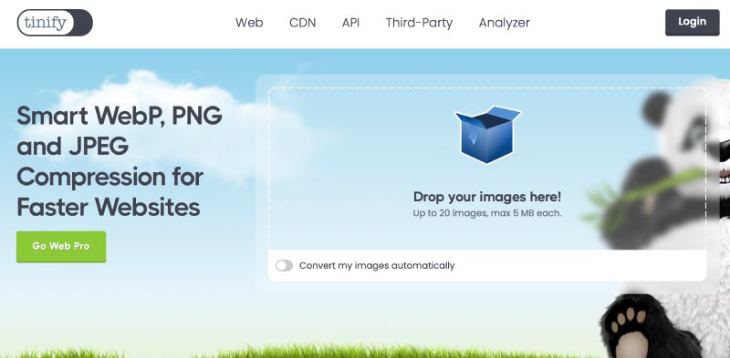 Image optimization with TinyPNG for compression without quality loss