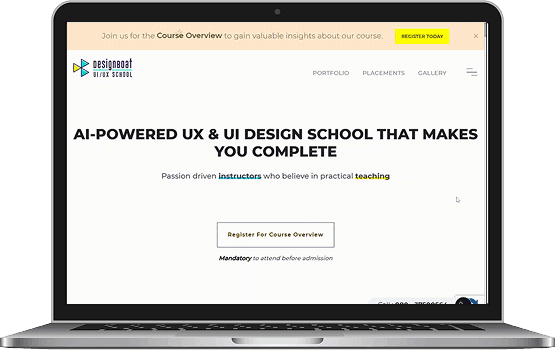 A laptop displaying the improved DesignBoat website on the screen, highlighting the functional and visual success of the digital marketing project.