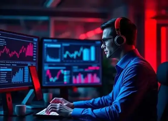 AI sales agent monitoring business data on computer screens