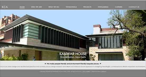KCA website, a WordPress Development example with UX/UI Design, showcasing innovative architectural and interior spaces rooted in context and purpose.