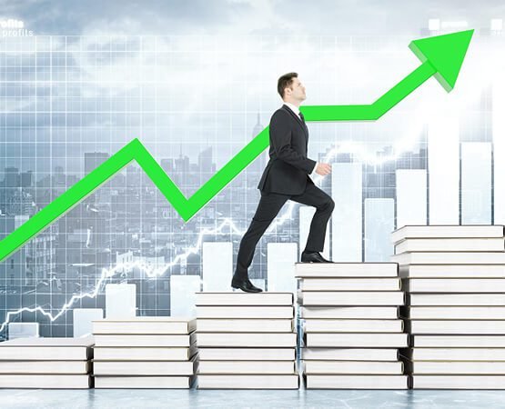 figure climbing book stairs growth-challenge