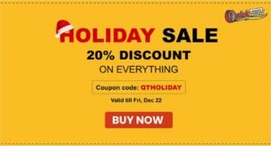 Website graphic for QuickTrick Alignment promoting a 20% DISCOUNT Holiday Sale to boost end-of-year ecommerce conversions.