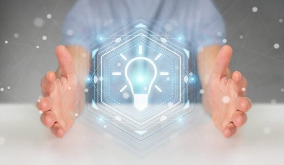 hands holding digital network innovation