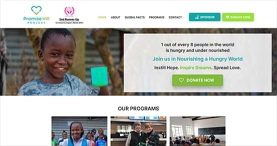Promise Hill Project website, a Web App Development example with AI Integration and SEO, focused on building hope and providing support to underserved communities.