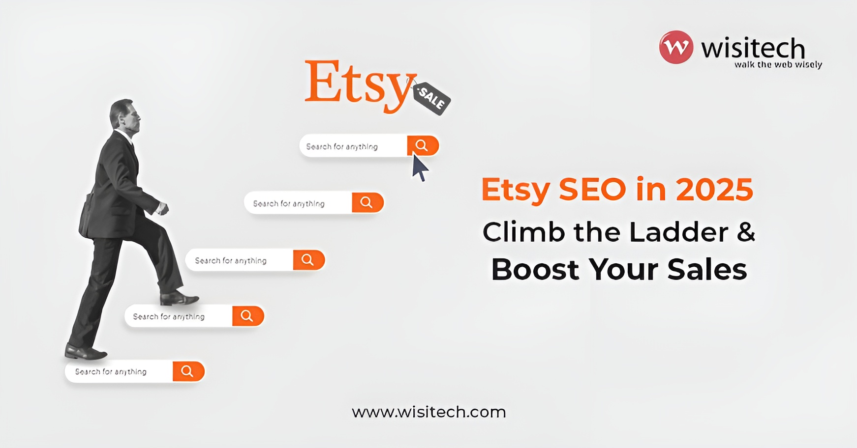 A man climbing the steps to Etsy SEO